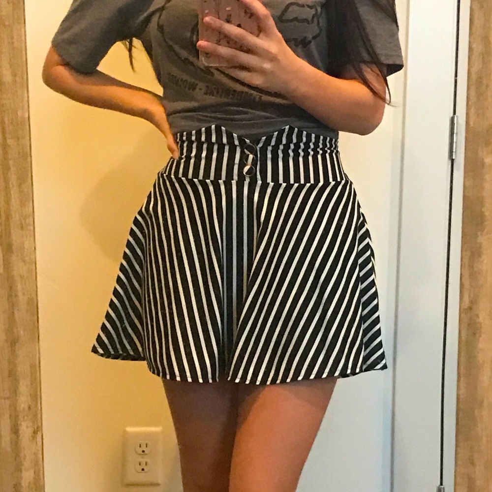 Black and White Striped Skirt